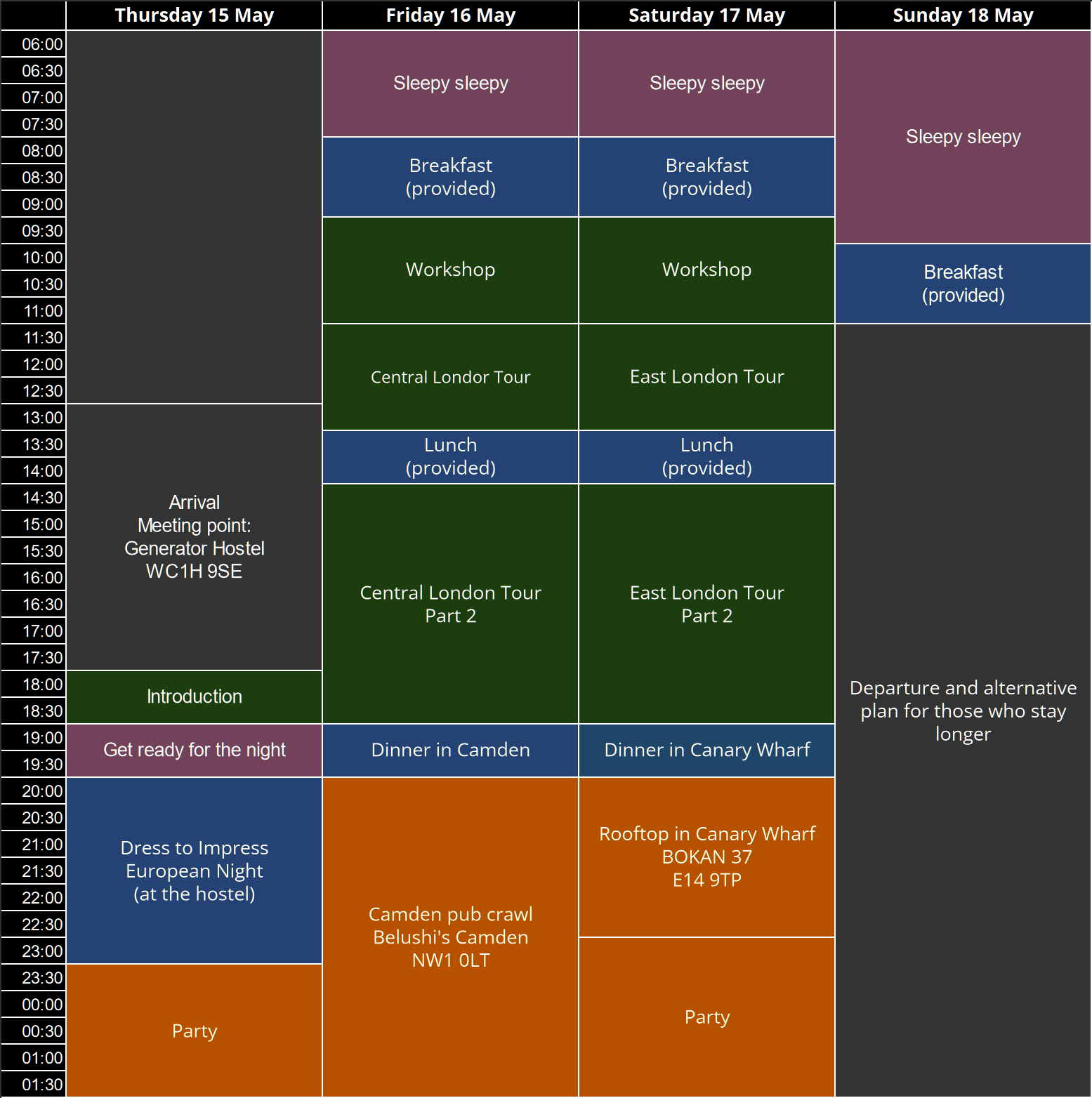 Event programme